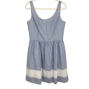 Duffield Lane Blue Seersucker Sleeveless Sheath Dress size Medium